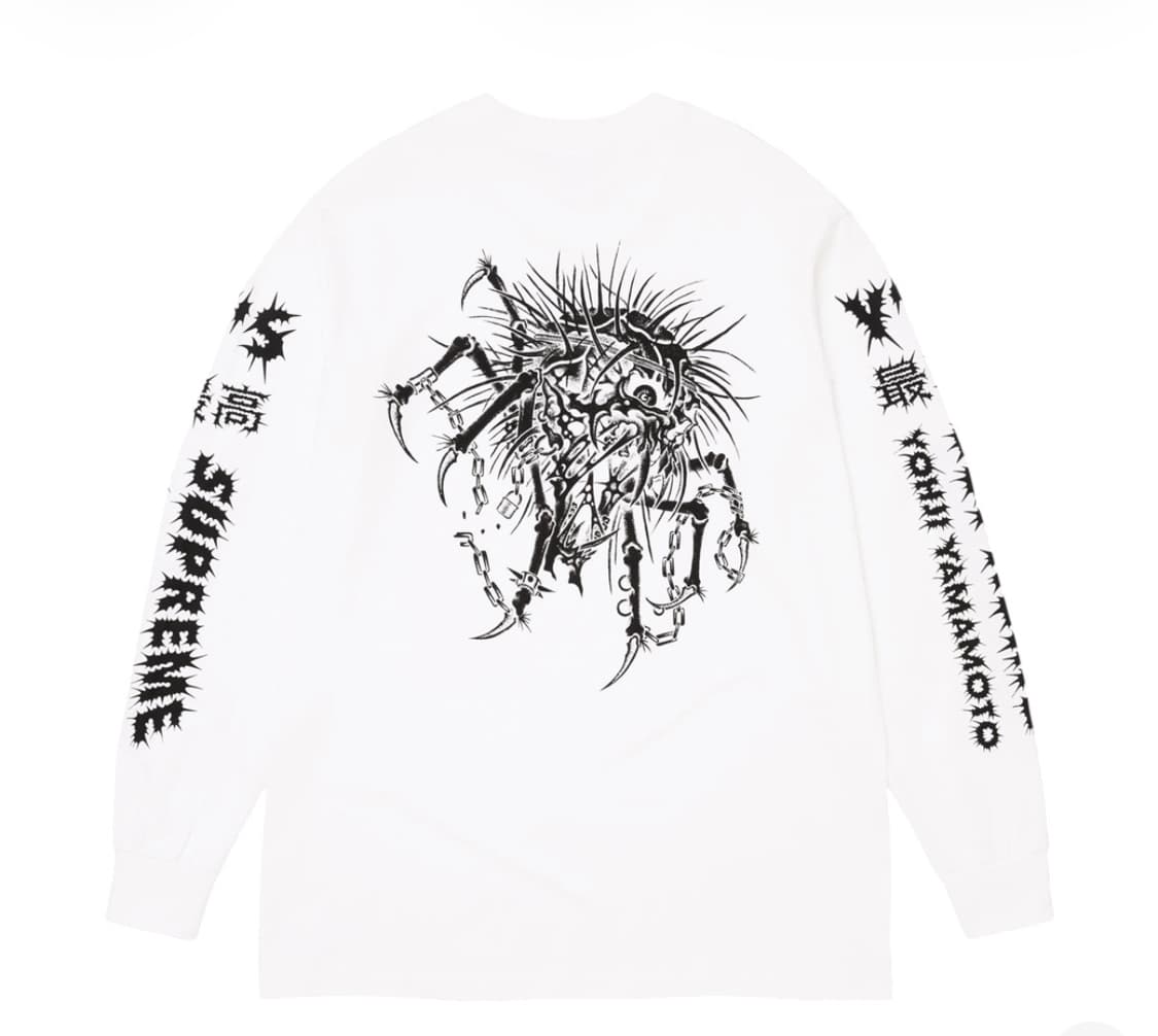 슈프림 x Y's 바이 요지 야마모토 롱슬리브 티셔츠 화이트 상품이미지1