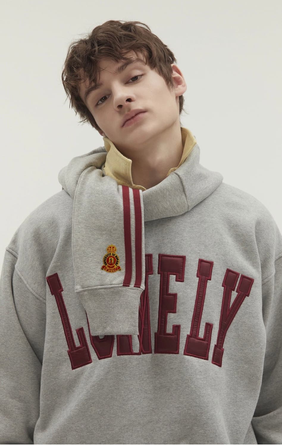 [노앙] FLUFE SWEATSHIRT GRAY-BURGUNDY (S) 상품이미지3