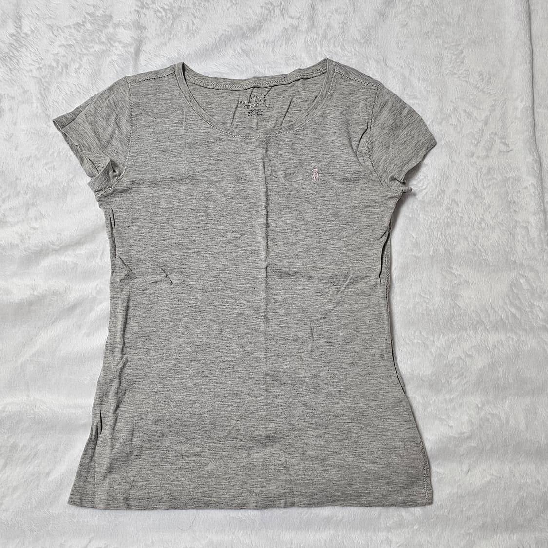 폴로 회핑 반팔 티셔츠 딱붙 핑크 그레이 상품이미지2
