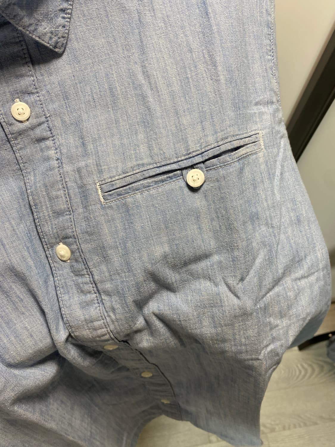 리바이스 샴브레이 반팔 셔츠 L 상품이미지4