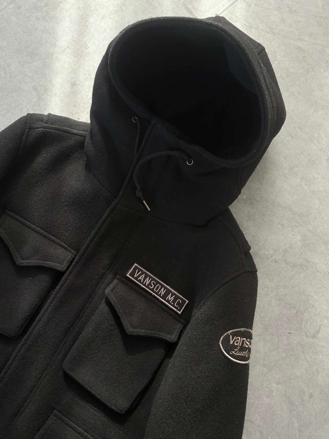 vanson 밴슨 블랙 울 후드 자켓 상품이미지3