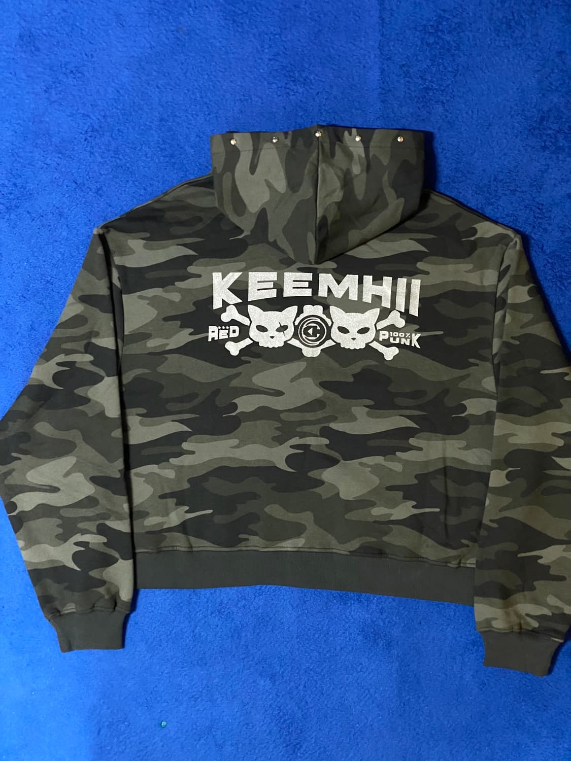 KEEMHII 카모 후드 y2k 집업 트레이닝 팬츠 세트 Free 상품이미지3