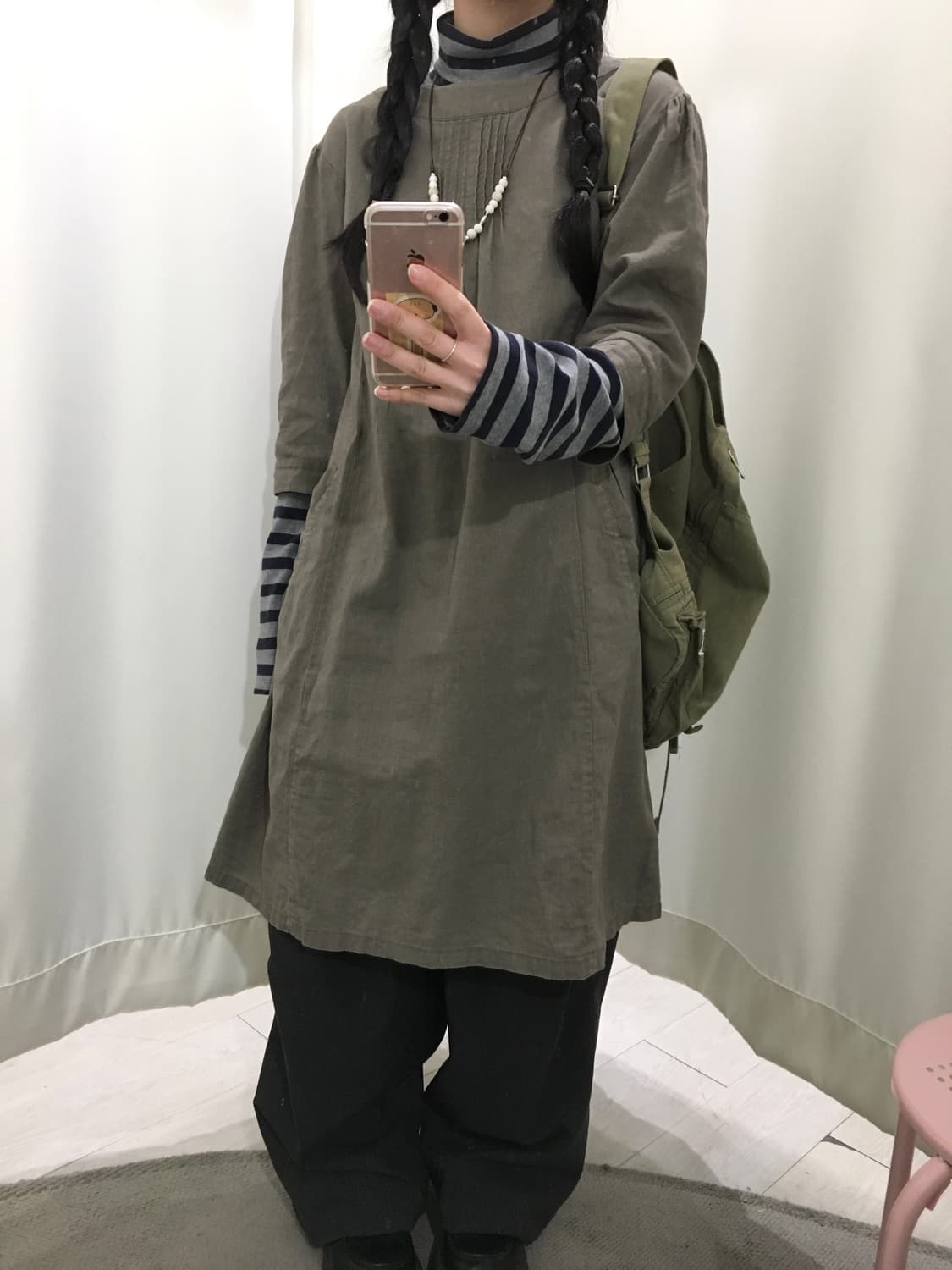 stripe long sleeve + button ops set 상품이미지4