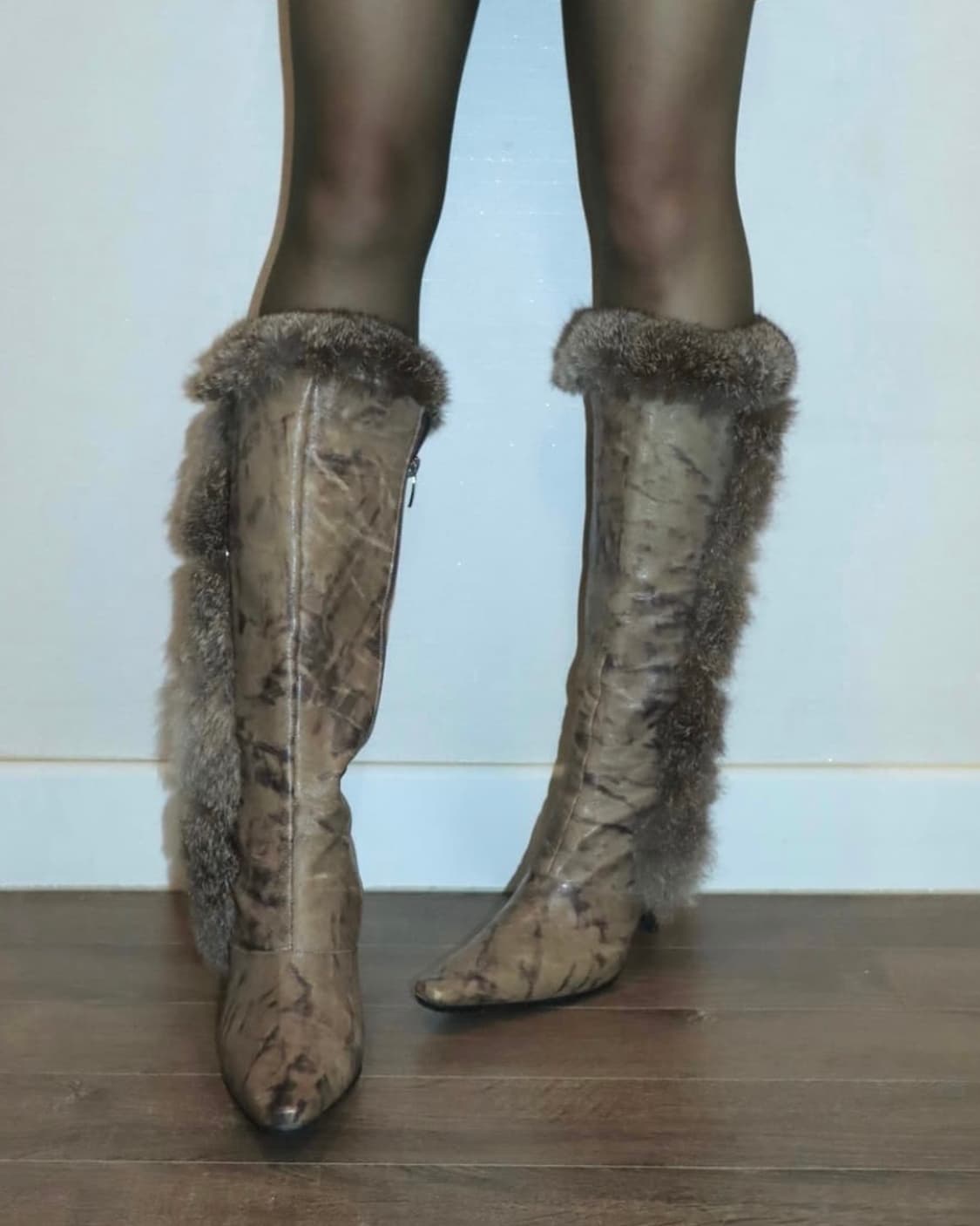 레이스업 롱 퍼부츠 Real Fur Long Boots 택포 상품이미지5