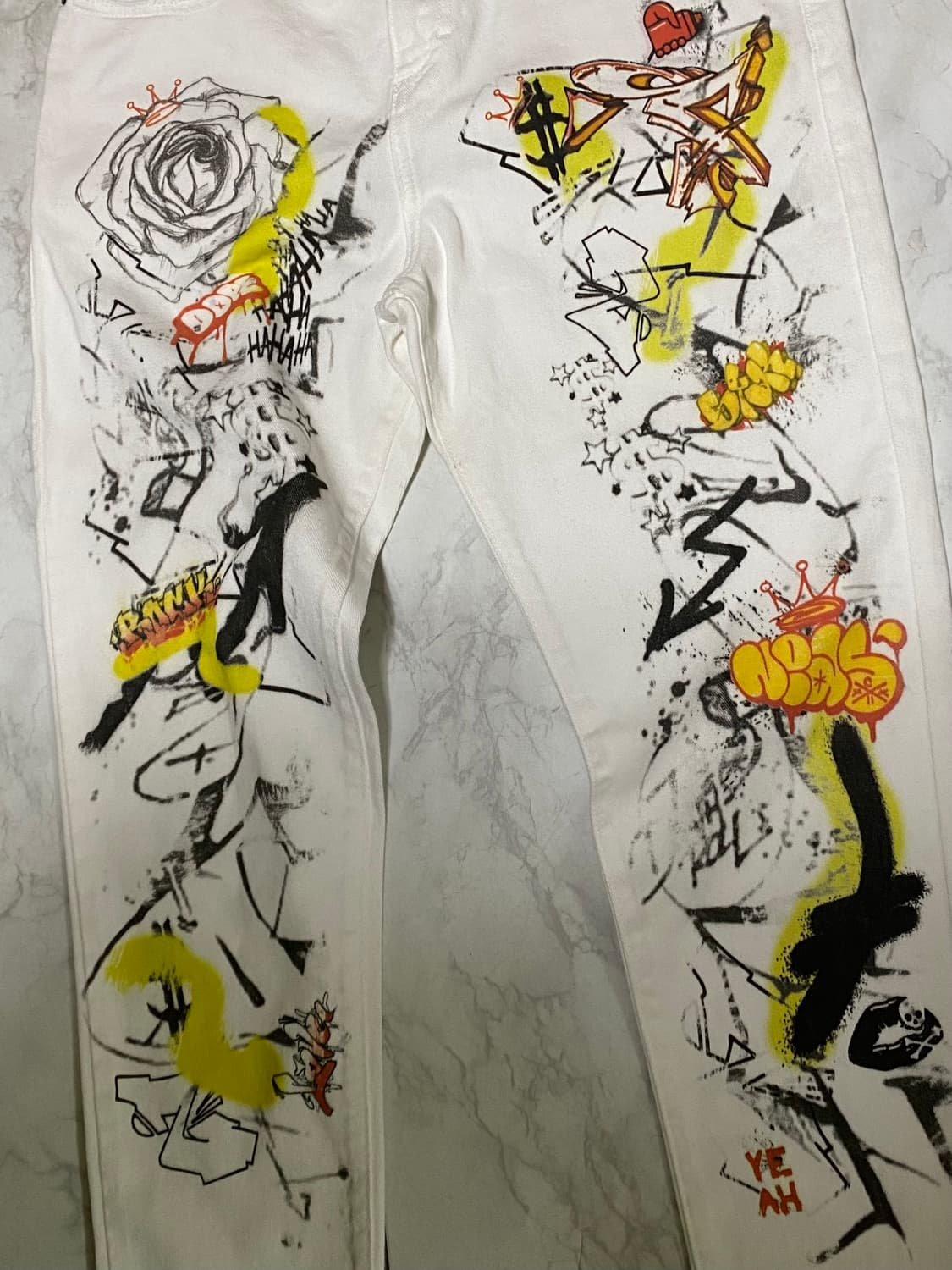 그래피티 화이트 팬츠 허리 32인치 상품이미지3