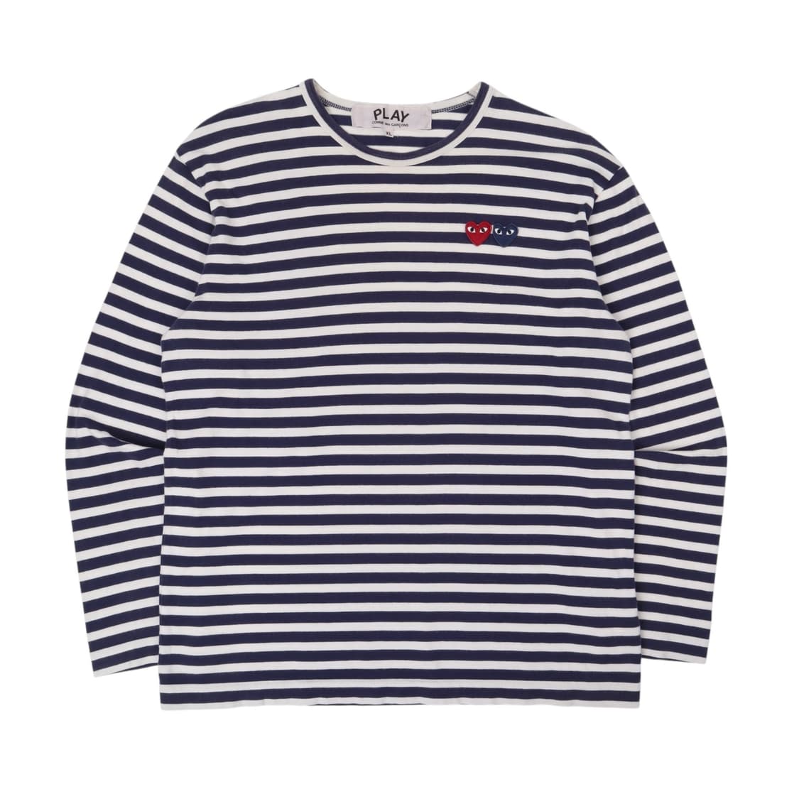 꼼데가르송 더블 하트 네이비 스트라이프 보더 롱슬리브 상품이미지1