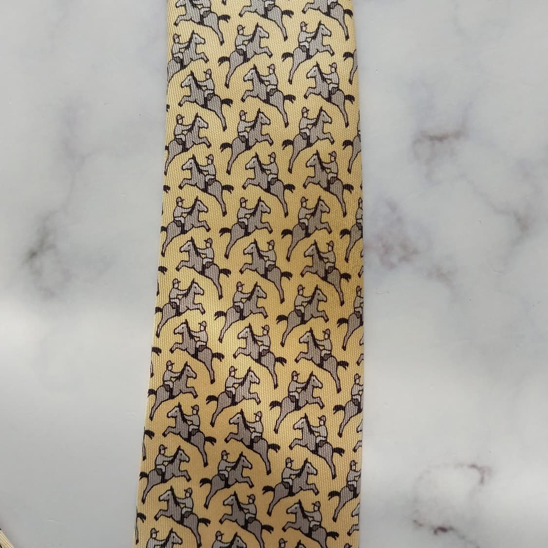 에르메스 실크 옐로우 승마 모티브 넥타이 9.5cm A-등급  K1329 상품이미지9