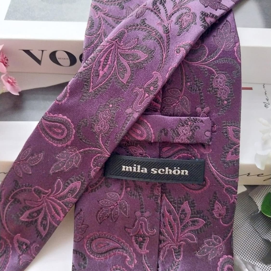 밀라숀 실크 퍼플 자카드 페이즐리 넥타이 9.5cm A+등급 K1679
 상품이미지6