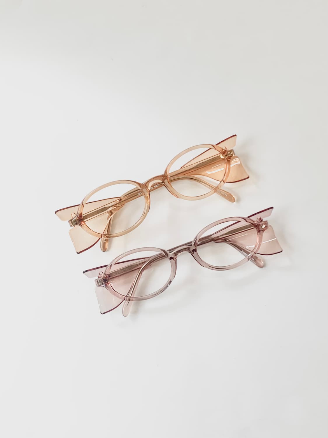 [픽키-621] 로즈 샴페인 투명 사이드윙 오벌 뿔테 보호안경 상품이미지2