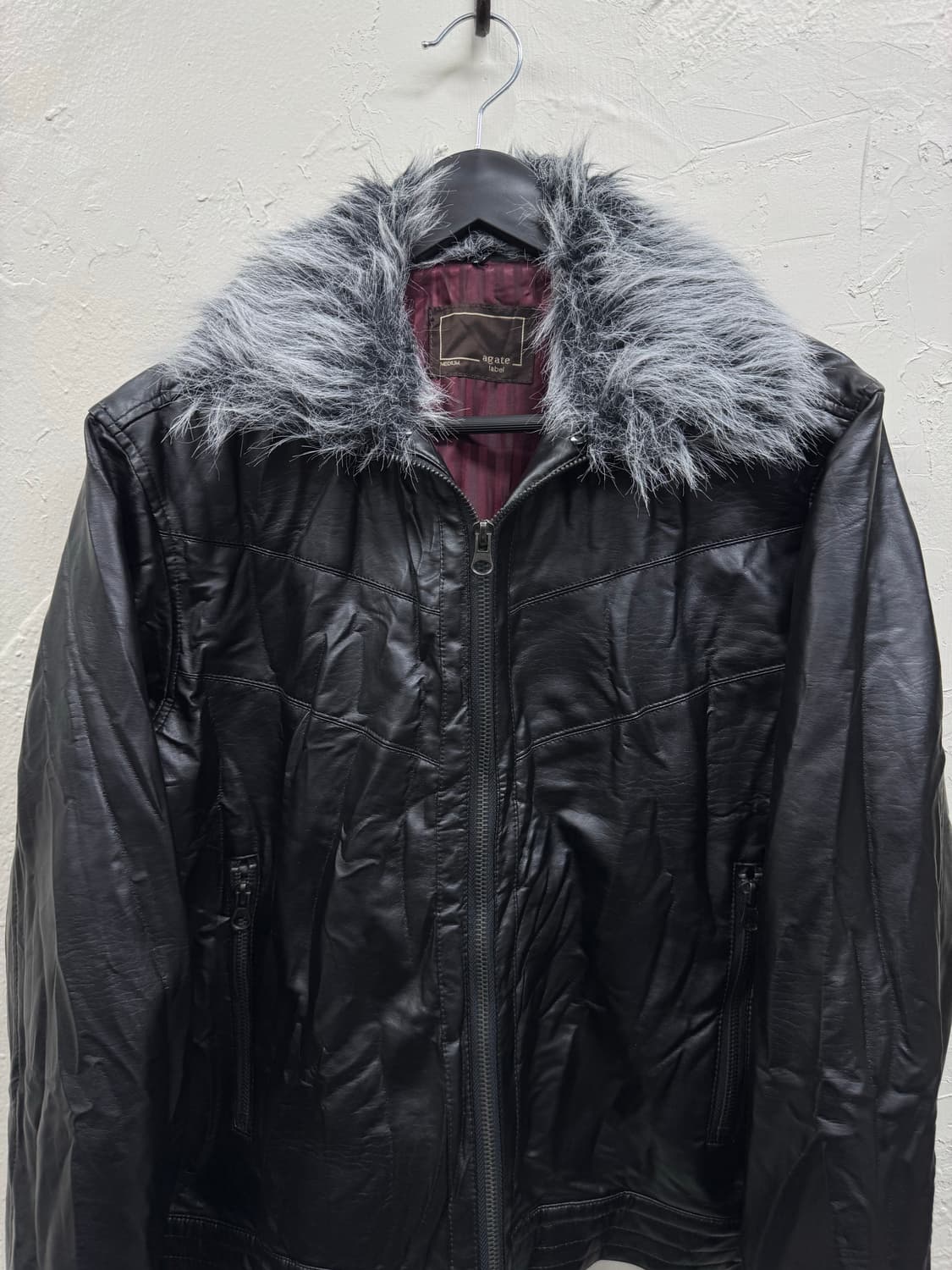 Agate 00s vkei trimming fur faux leather 상품이미지4