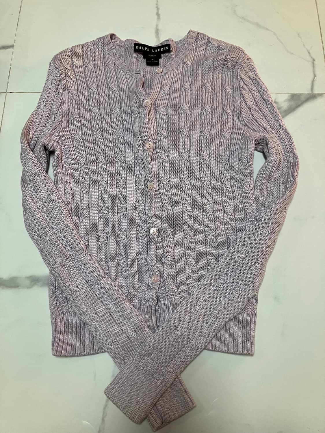 랄프로렌 블랙라벨 라벤더 슬림핏 케이블 니트 가디건 상품이미지3