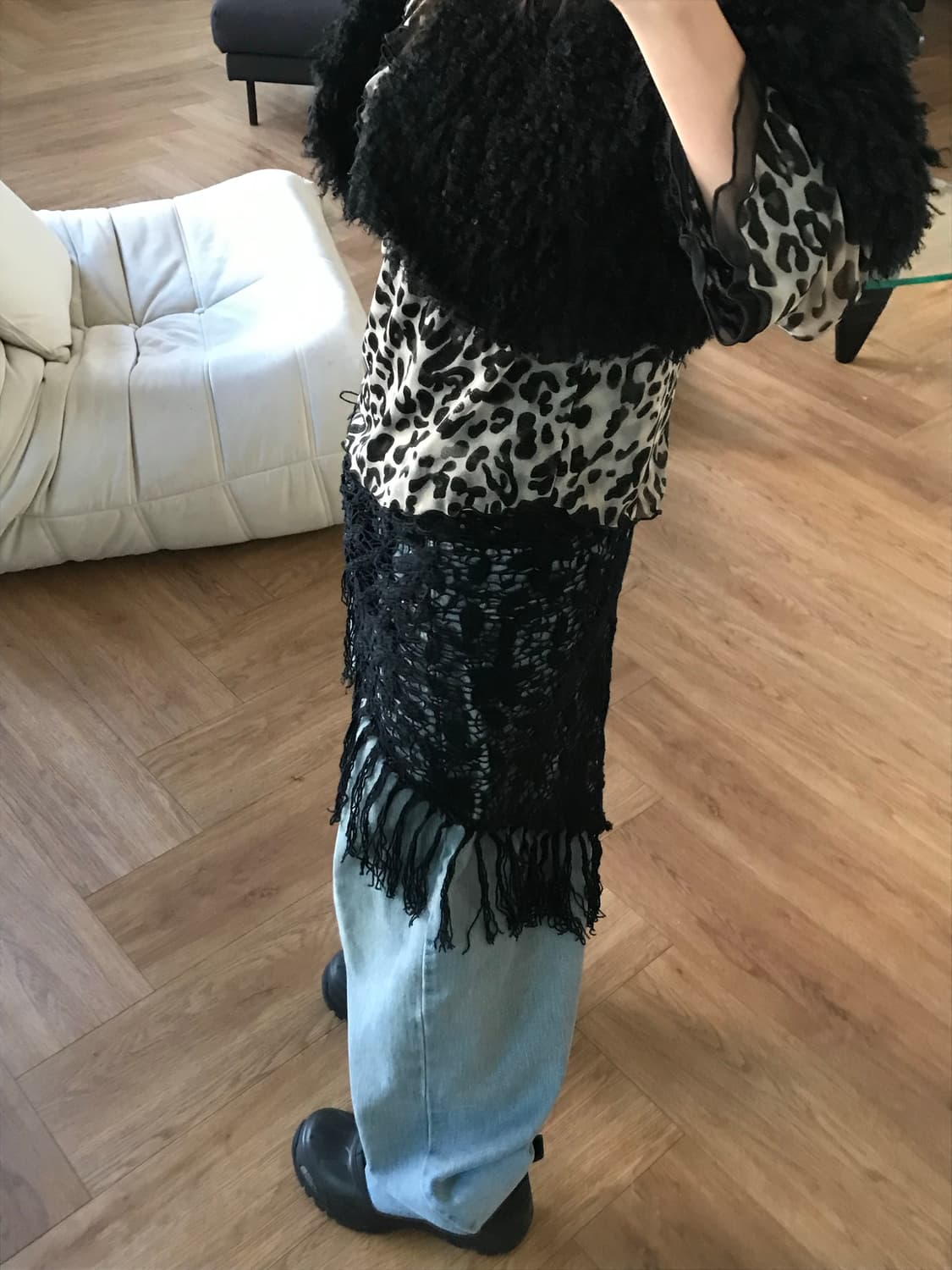 vintage black net scarf 상품이미지1