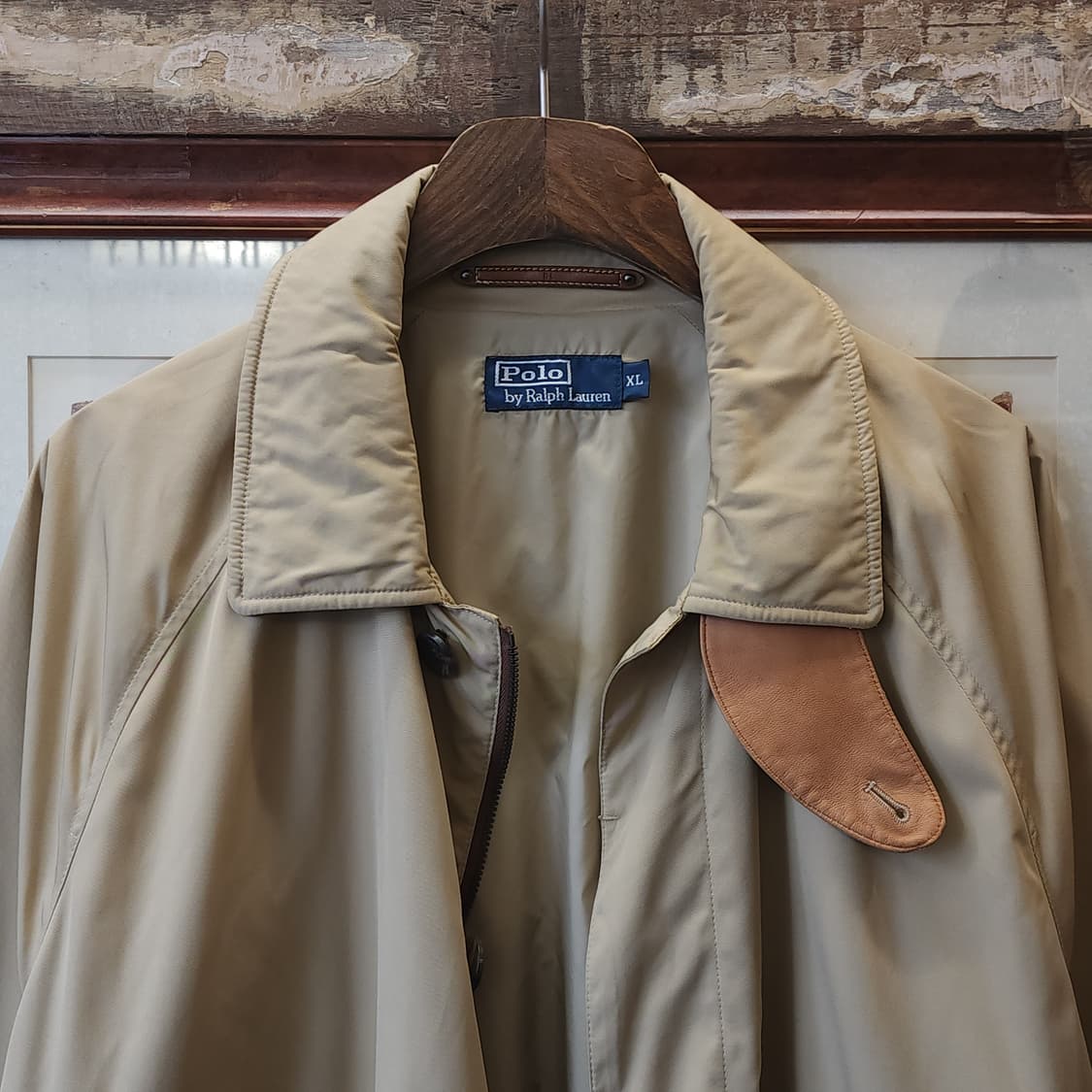 폴로 트렌치코트 베이지 레더 트림 싱글 트렌치 xl 상품이미지7