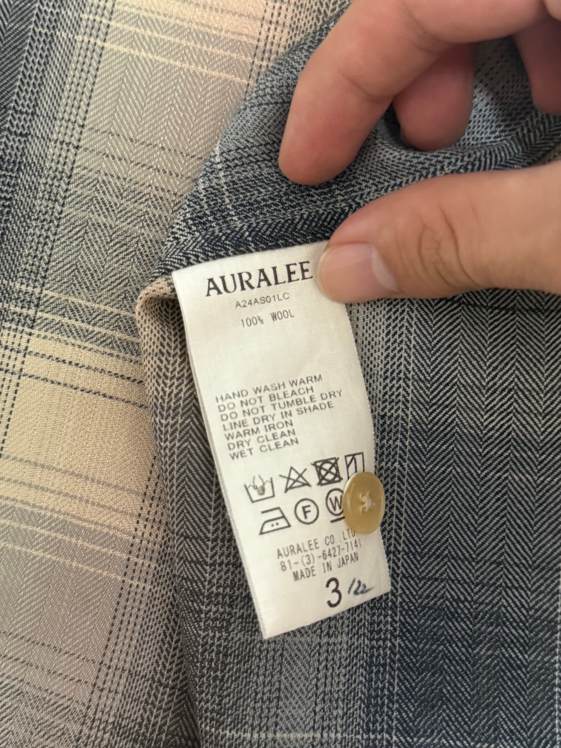오라리 24AW 울 체크셔츠 블루베이지(3) 상품이미지4