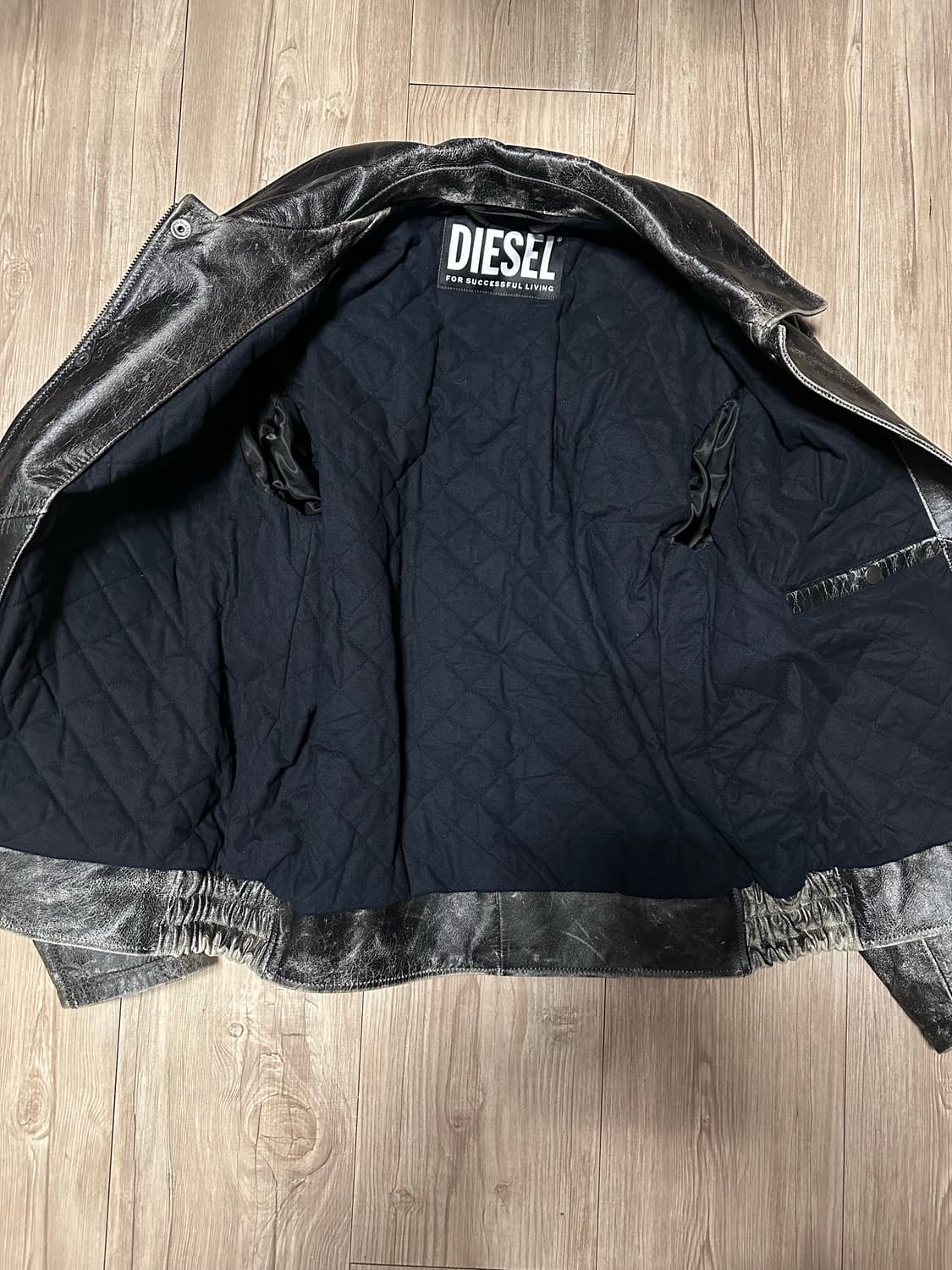 디젤 블랙 레더 자켓 데미지 스타일 L 상품이미지4