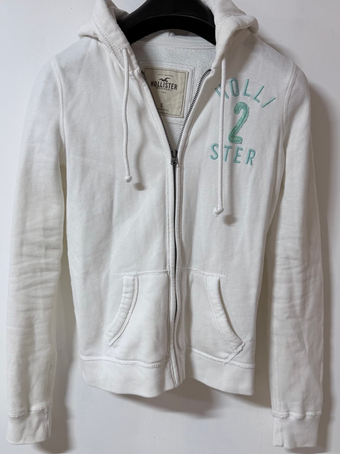 홀리스터 아이보리 후드집업 S 딱붙핏 상품이미지3