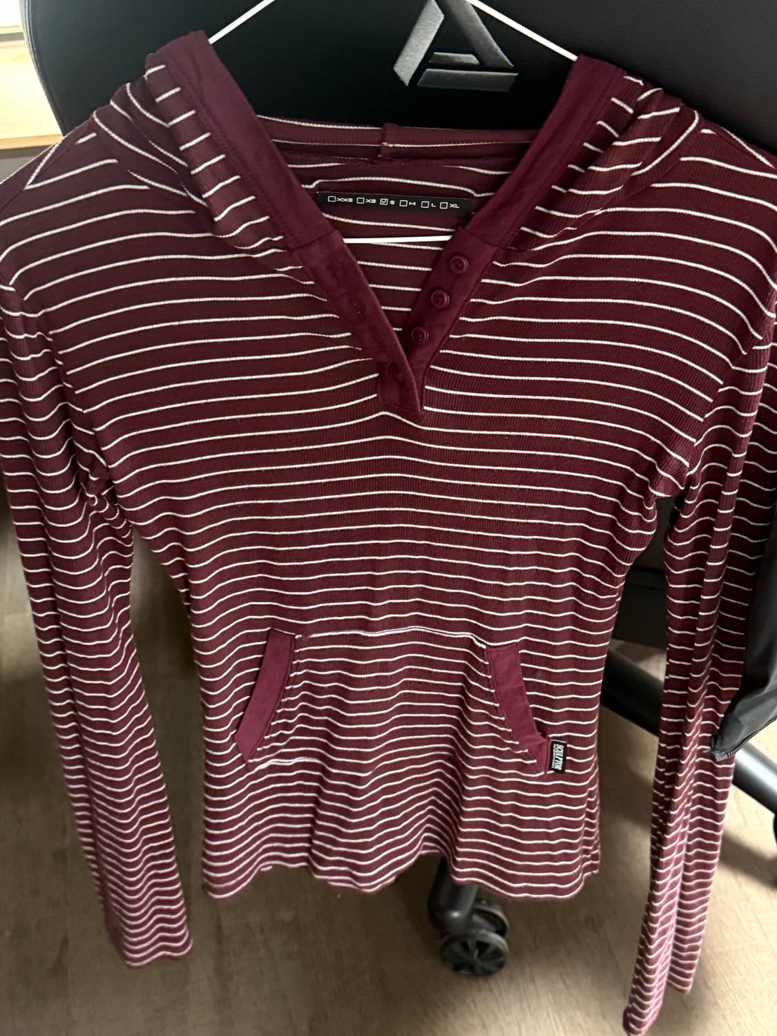 SCULPTOR  Stripe Hoodie Tee Burgundy 상품이미지3