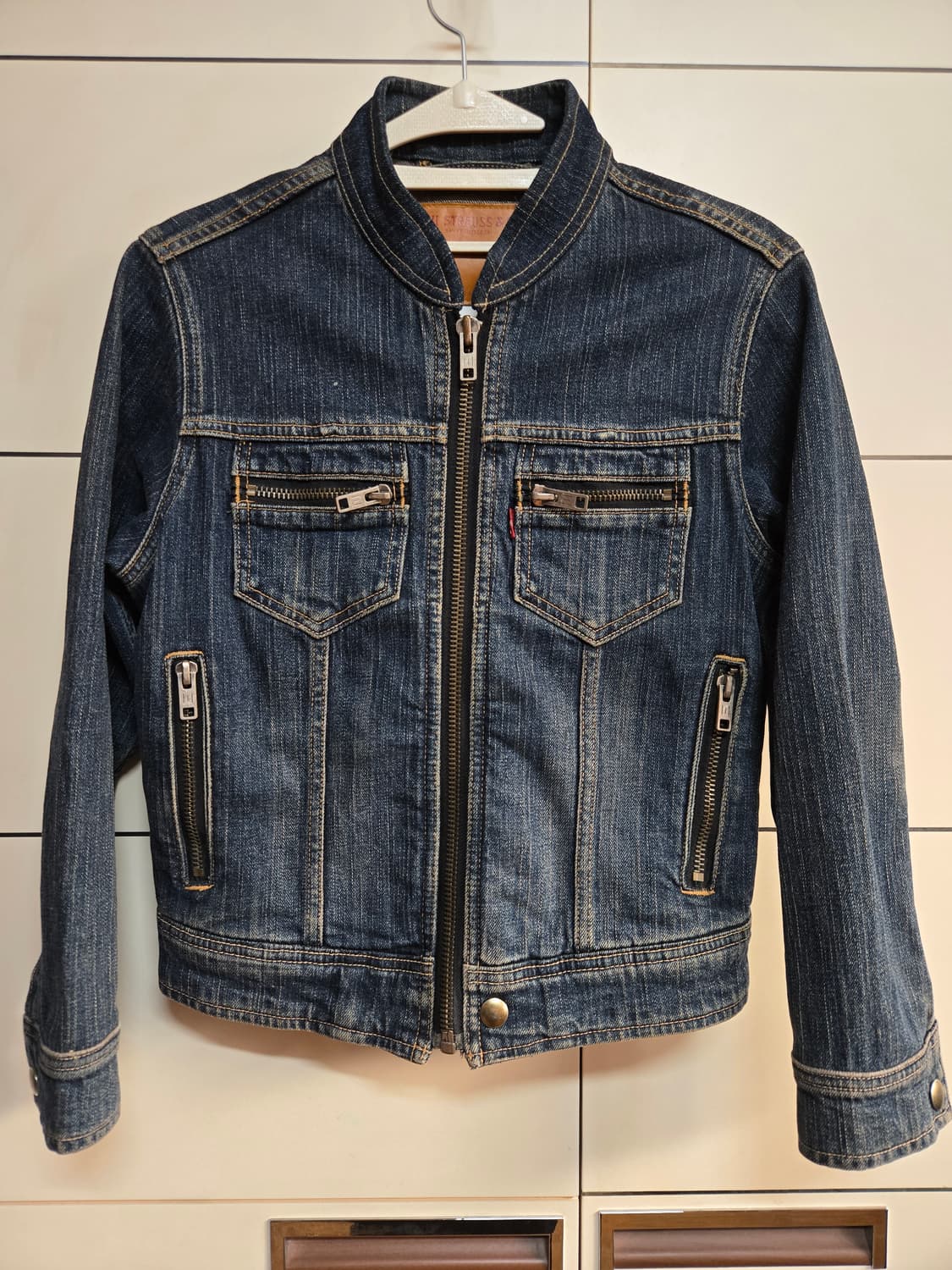 리바이스 여성 세미크롭 차이나카라 청자켓(딱붙핏) 상품이미지1