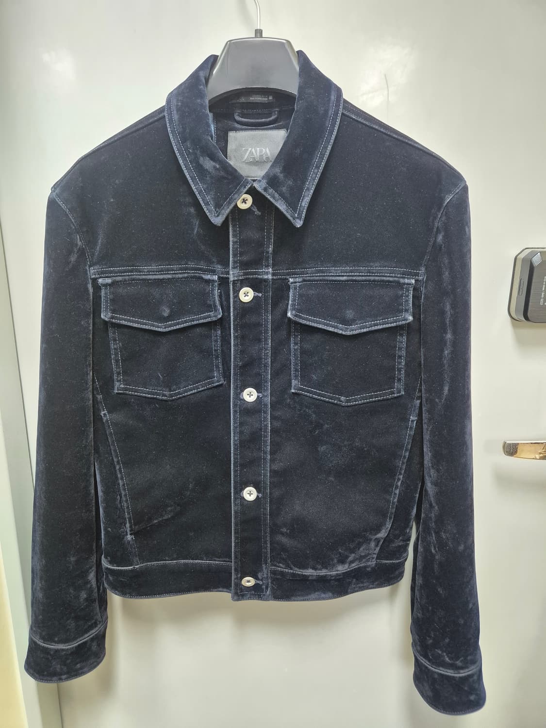 ZARA 자라 플록 벨벳 자켓 트러커 S 상품이미지1