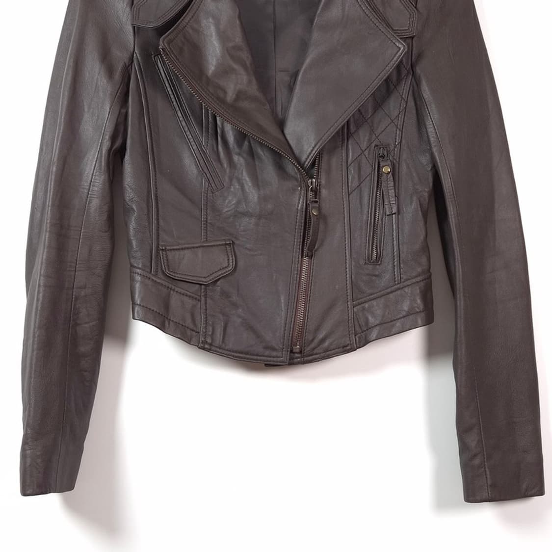 City Gee 천연 양가죽 라이더 자켓 브라운 55 상품이미지3