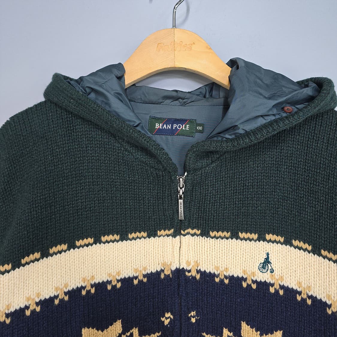 빈폴 멀티컬러 패턴 니트 후드 집업 100 상품이미지2