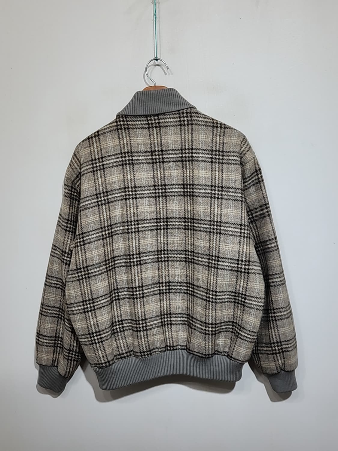 (100) 라코스테 숄카라 블루종 점퍼 체크 모직자켓  상품이미지6