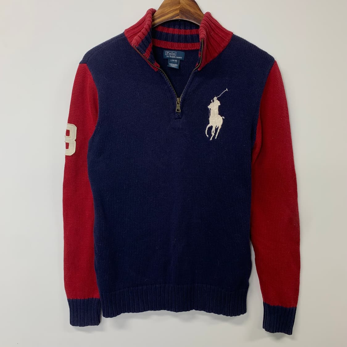 폴로 랄프로렌 빅포니 배색 반집업 니트 상품이미지2