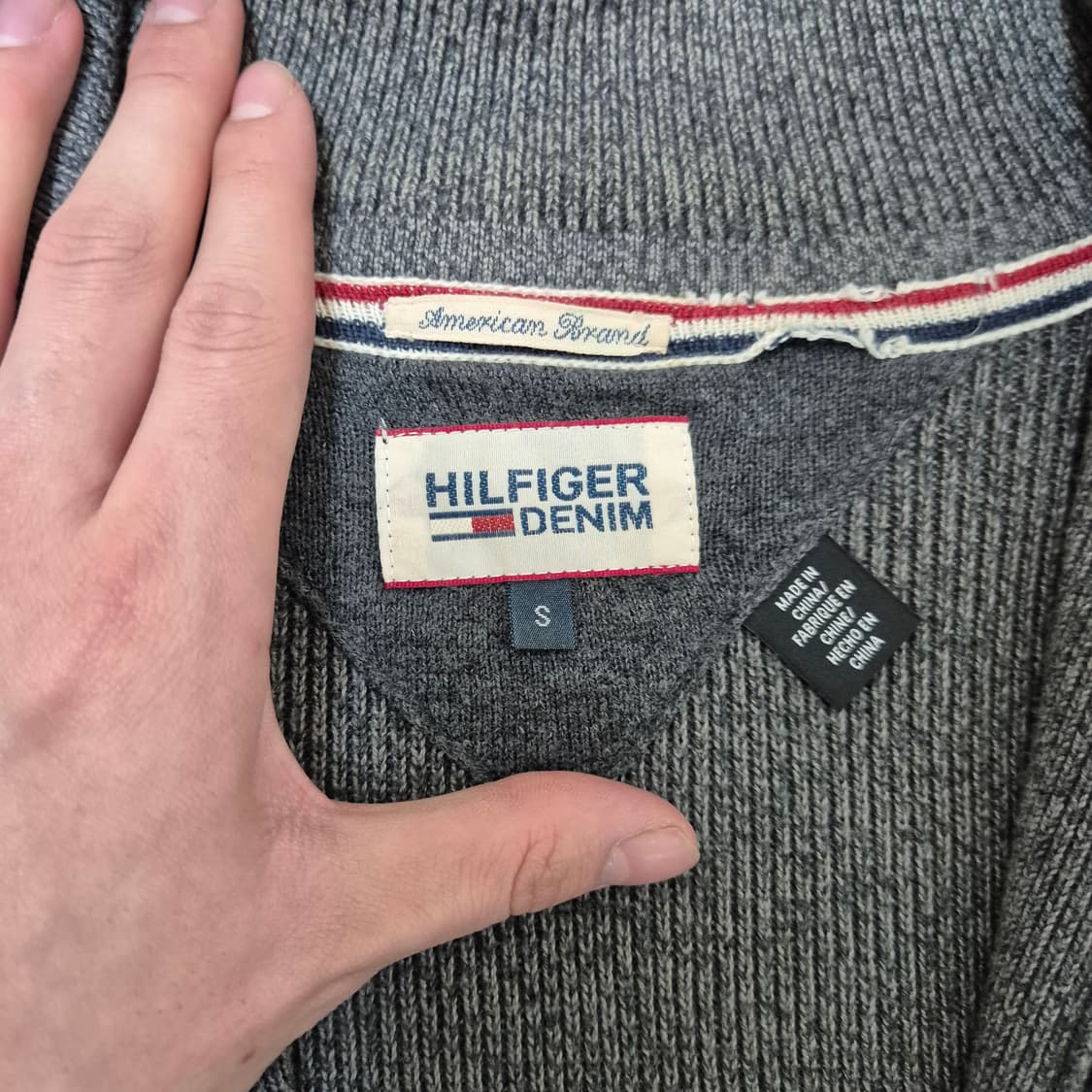타미힐피거 데님 미니 플래그 모직 니트집업 상품이미지7