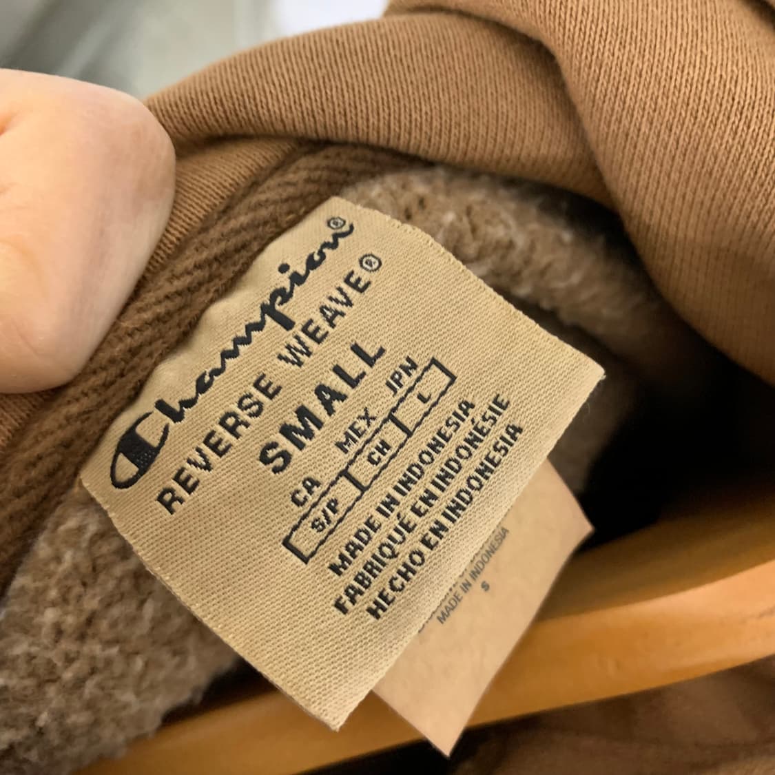 챔피온 레이어드 크롭 후드티 카멜 루즈핏 S 상품이미지5