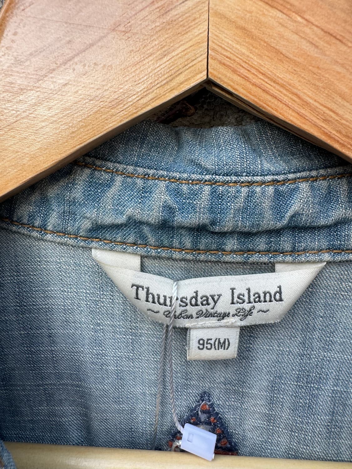 Thursday island 빈티지 페이딩 데님 자수 셔츠 m 상품이미지4