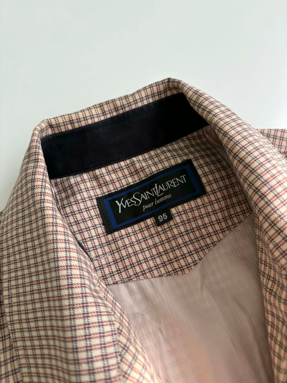 [95] 입생로랑 90s 체크 울 스윙탑 블루종 자켓 상품이미지3