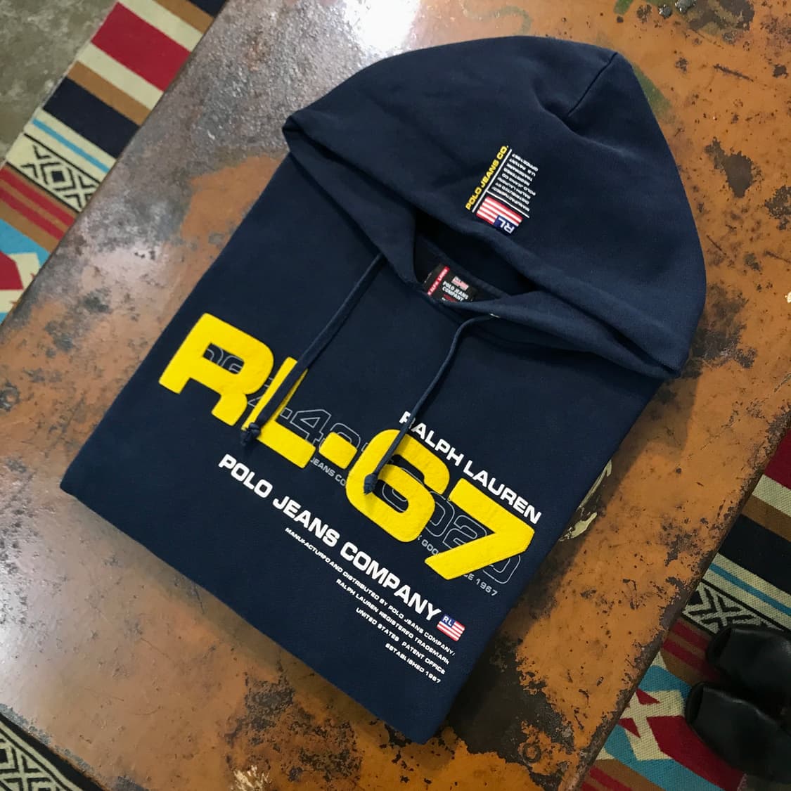 폴로 진 네이비 알파벳 프린팅 기모 후디 남성 115 빅사이즈  상품이미지1