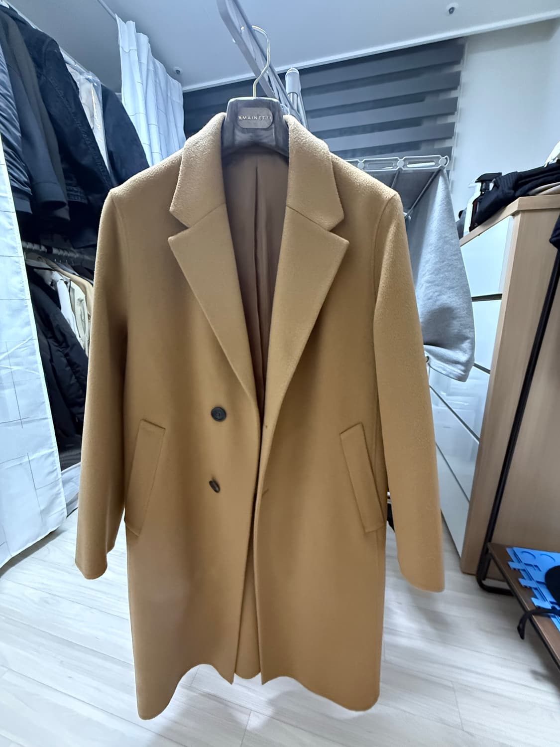 솔리드옴므 21fw 울 캐시미어 혼방 카멜 싱글코트 46 상품이미지1