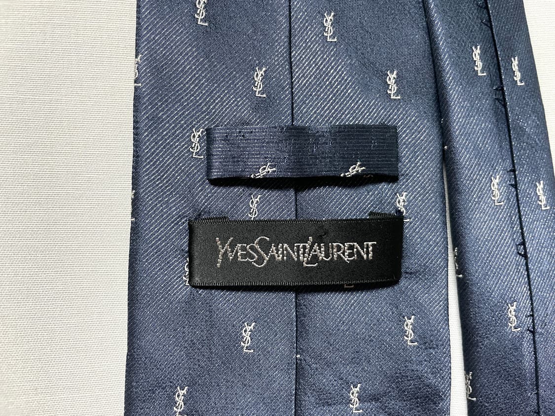 YSL 입생로랑 명품 정품 시그니처 모노그램 실크 넥타이 _ 딥블루 상품이미지8