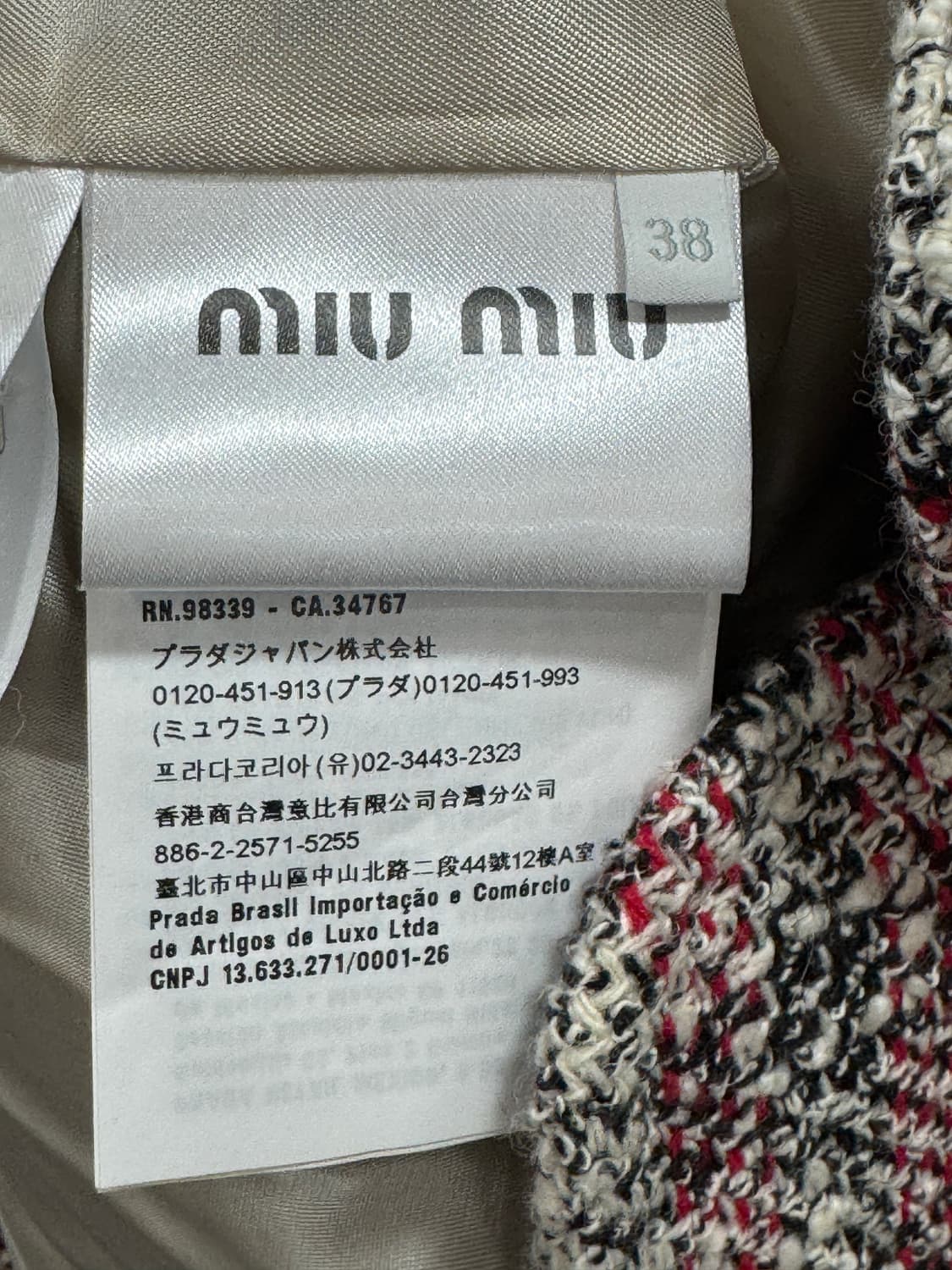 미우미우 브레스티드 체크 자켓 38사이즈  상품이미지3