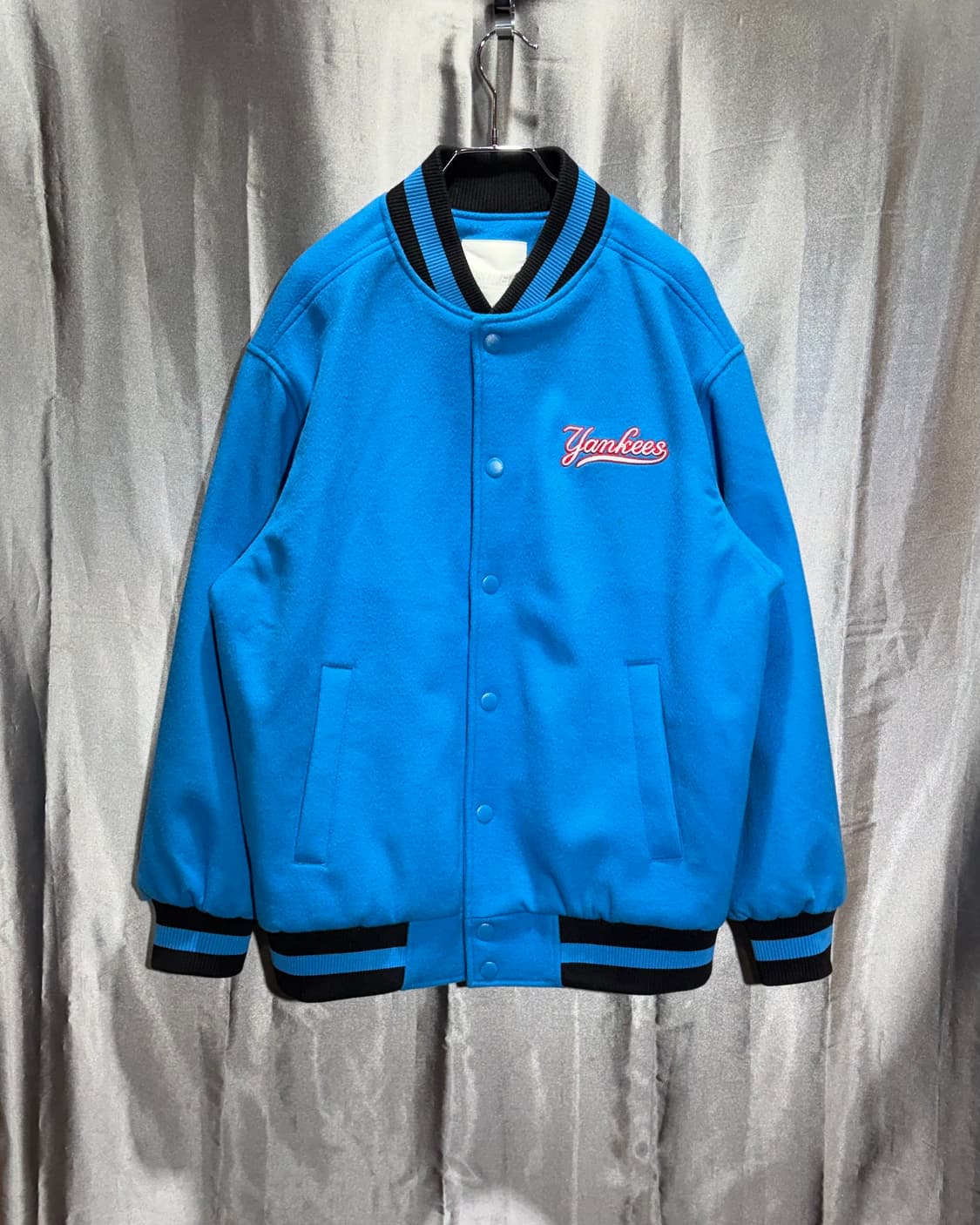 L MLB 뉴욕양키스 컬러 빅로고 라이트블루 울 바시티 상품이미지3