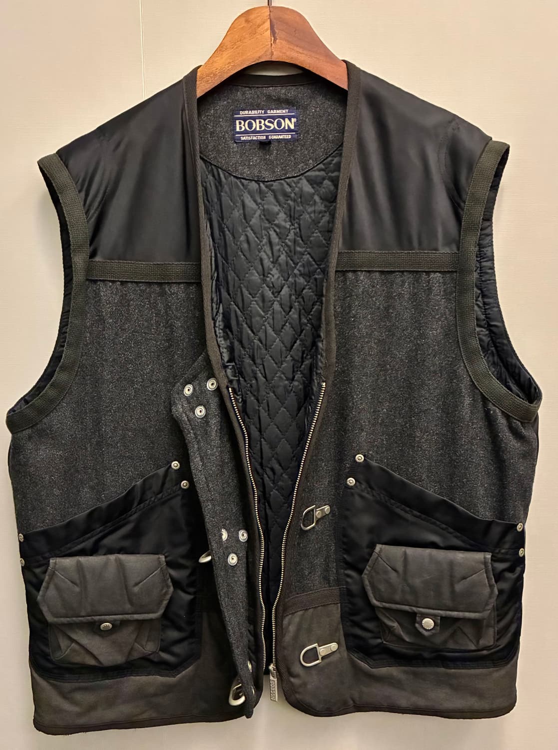 (XL)90s BOBSON 밥슨 울 나일론 파이어맨 워크 피싱 베스트 상품이미지8