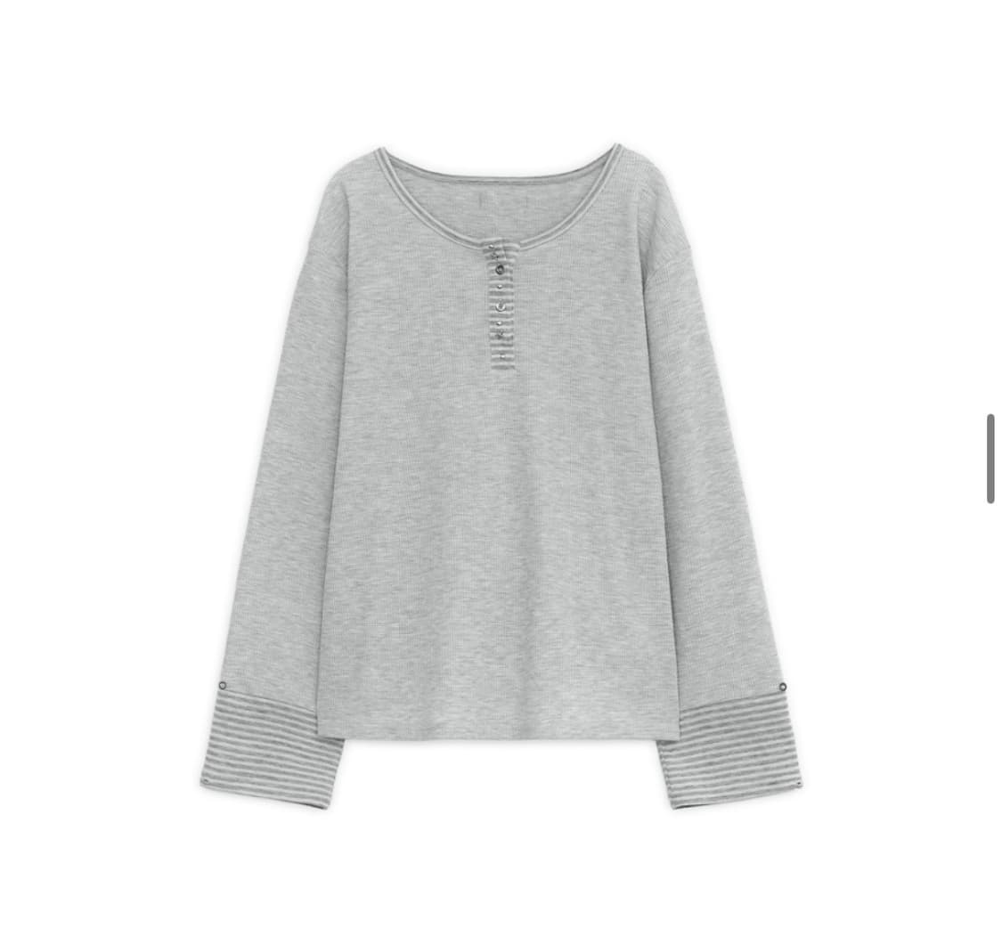 허그유어스킨 프린트 레이어드 헨리넥 티 상품이미지2