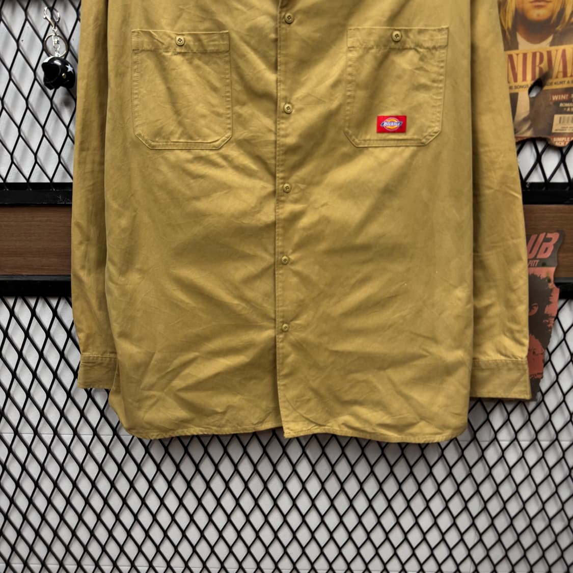 디키즈 만다린 카라 워크 셔츠 전면 포켓 로고 포인트 브라운 상품이미지4