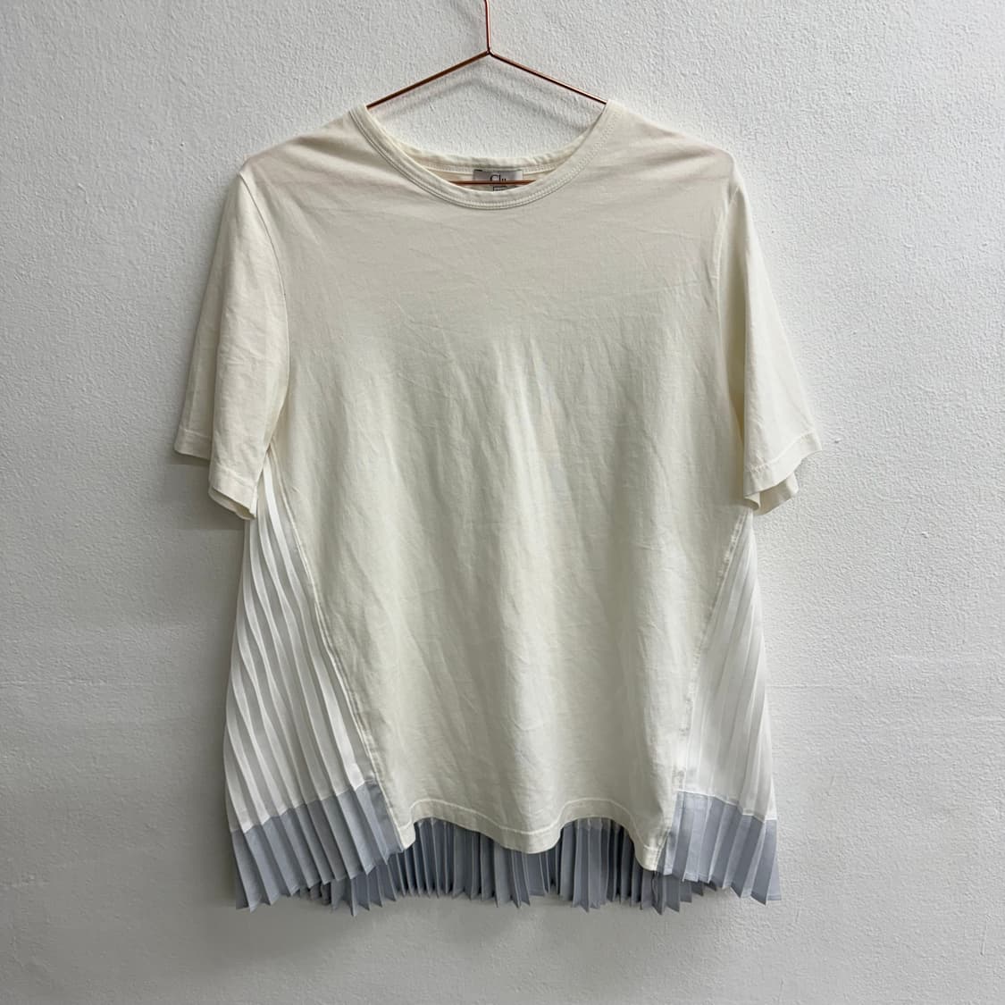 90S Clu 미제 플리츠 레이어드 반팔 티셔츠 (XS) 상품이미지1
