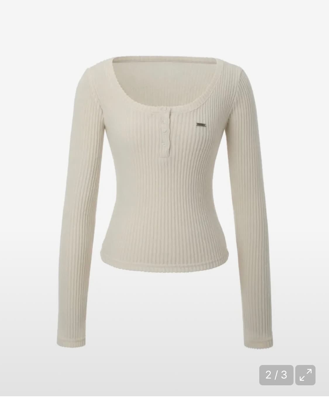 카키포인트 ribbed button t-shirt ivory 상품이미지1