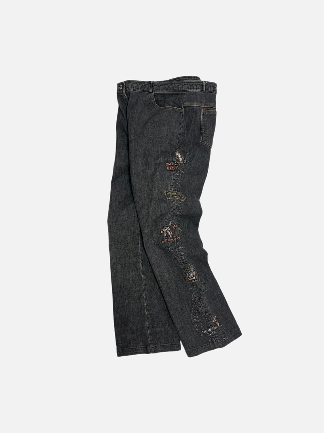 빈티지 y2k 올드스쿨 자수 데님팬츠 상품이미지1