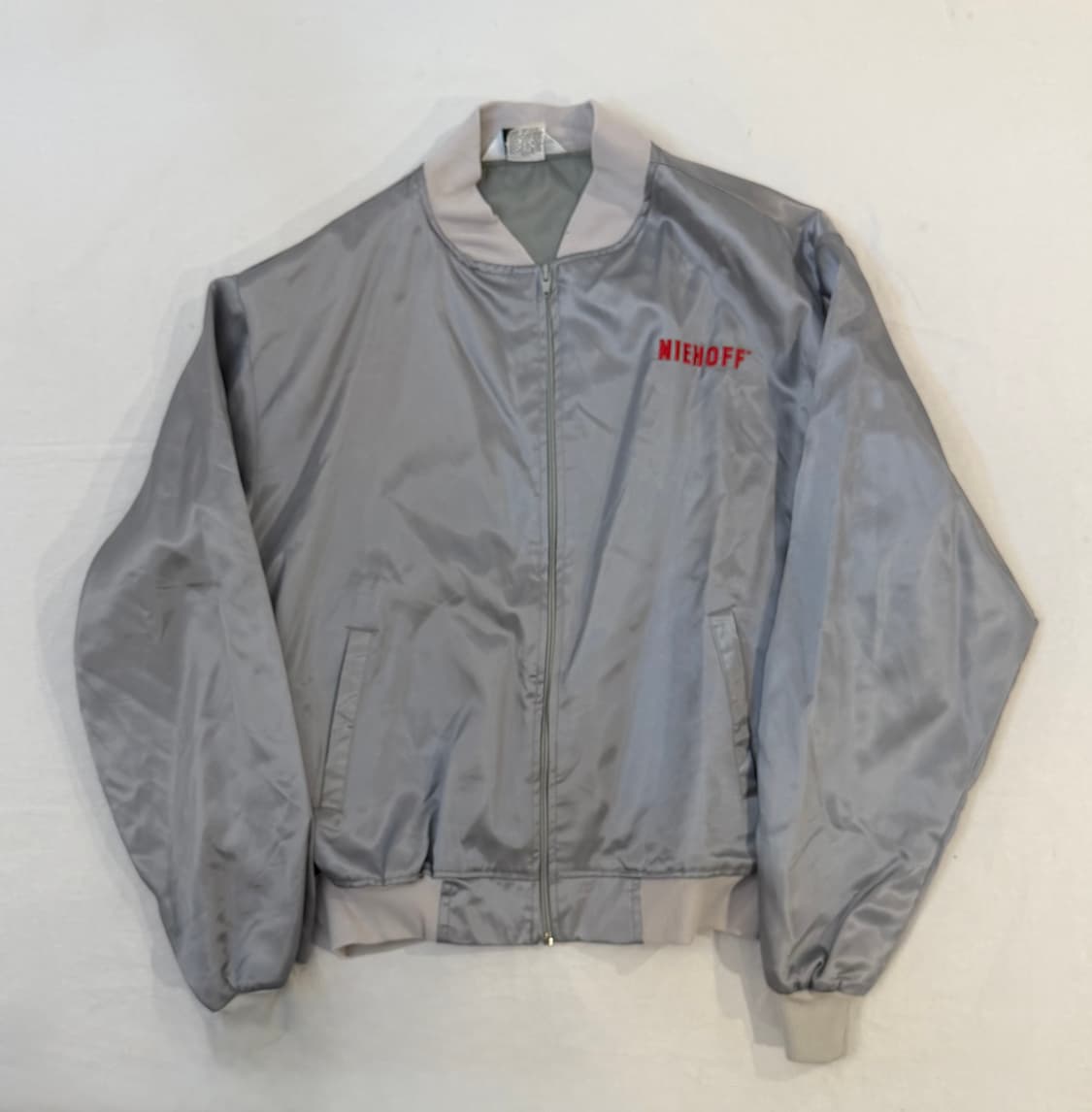 90s USA MADE 빈티지 새틴 봄버자켓 실버 상품이미지1