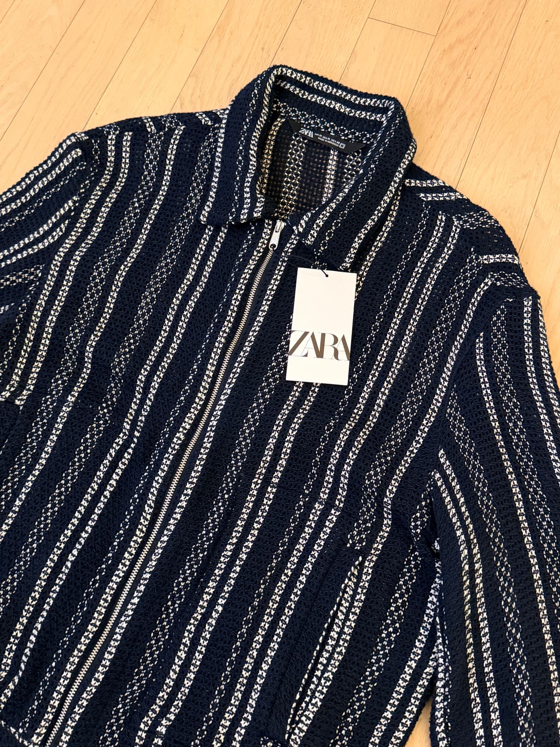 [새상품] 자라 자카드 네트 자켓 네이비/화이트 - 정가 14만원 상품이미지2