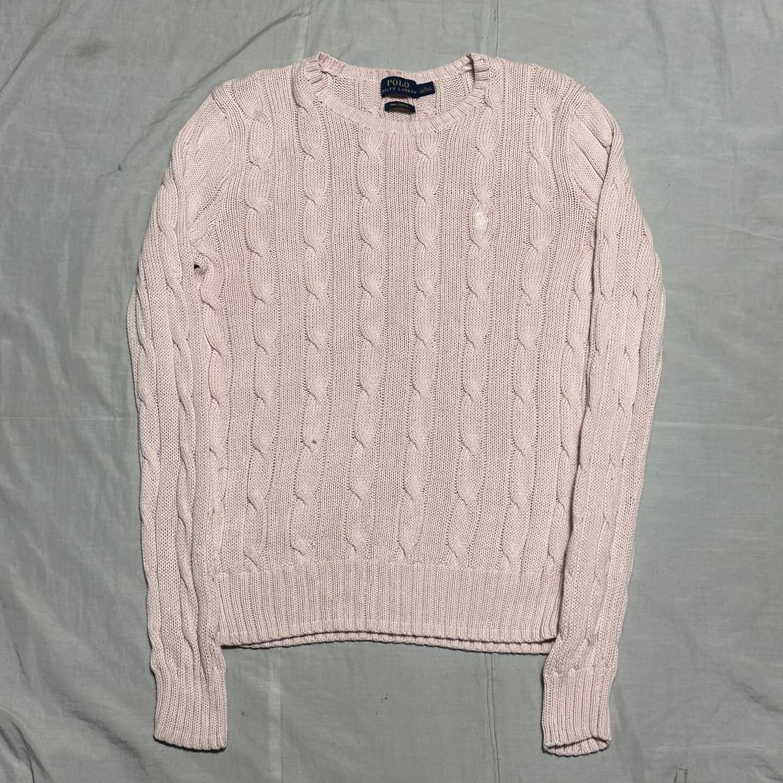 폴로랄프로렌 피마코튼 연핑크 꽈배기 니트 상품이미지2
