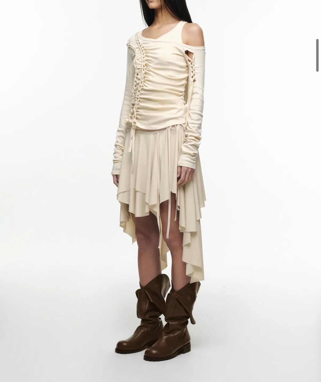nache 나체 FLOW LAYERED SKIRT 플레어 더스티 옐로우 상품이미지3