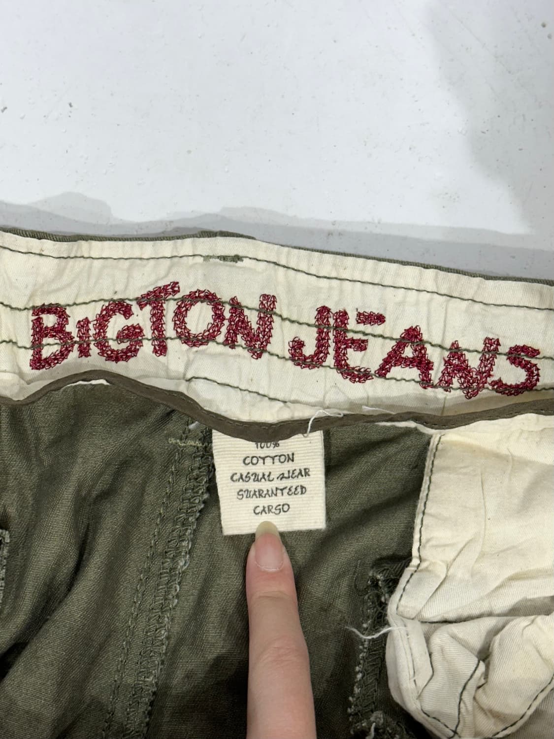 빈티지 Bigton 워싱 카키 대장급 와이드 카고 팬츠  상품이미지7