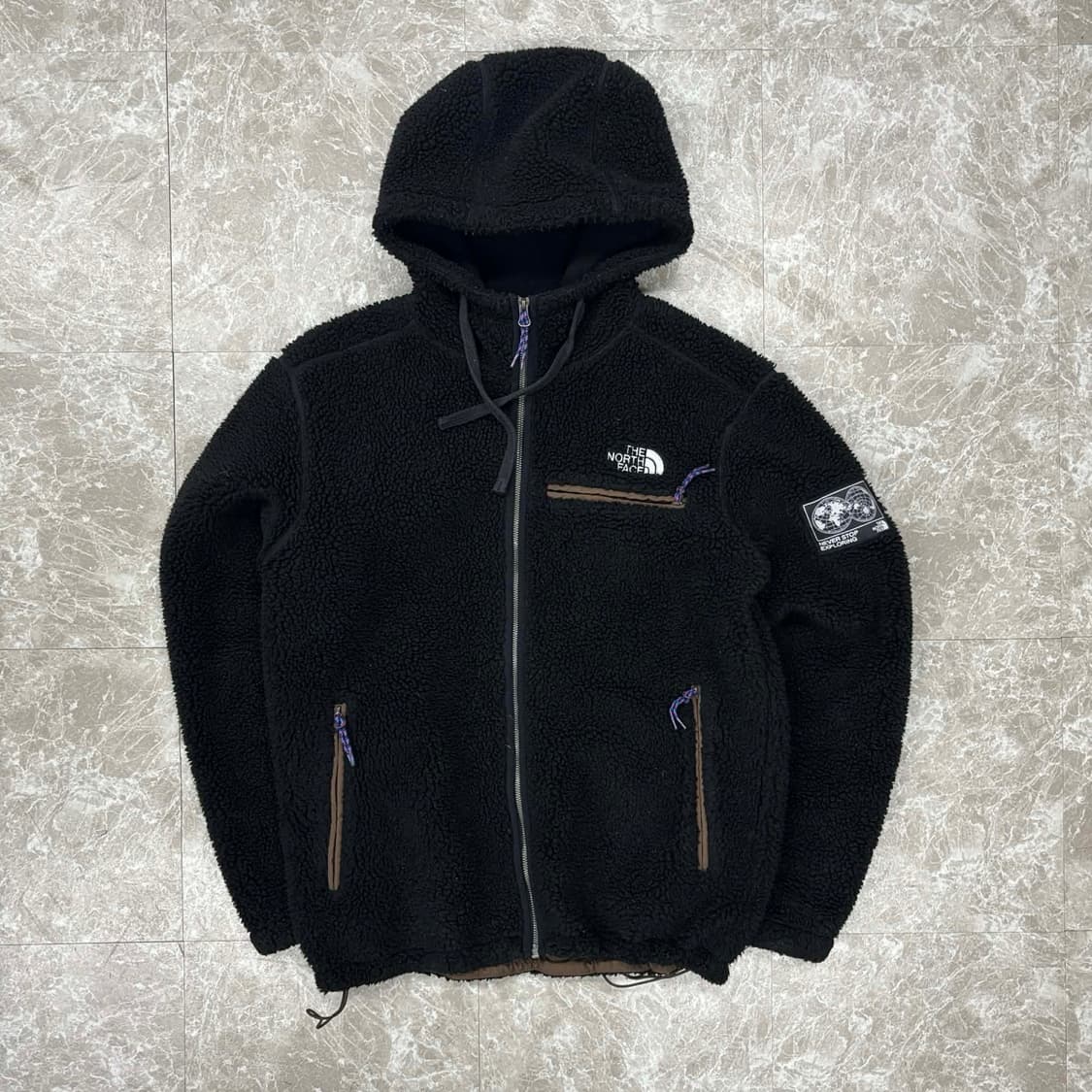 노스페이스 블랙 쉐르파 양털 헤비 플리스 자켓 후드집업 희귀져지(L) 상품이미지3