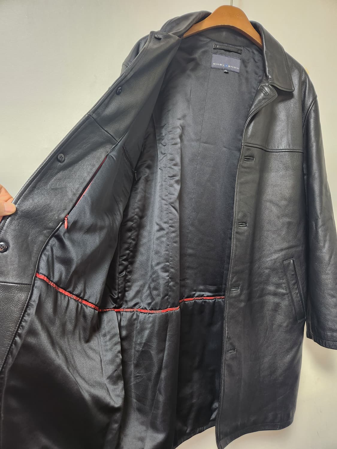 CHEVIGNON 블랙 가죽코트 XL 상품이미지7