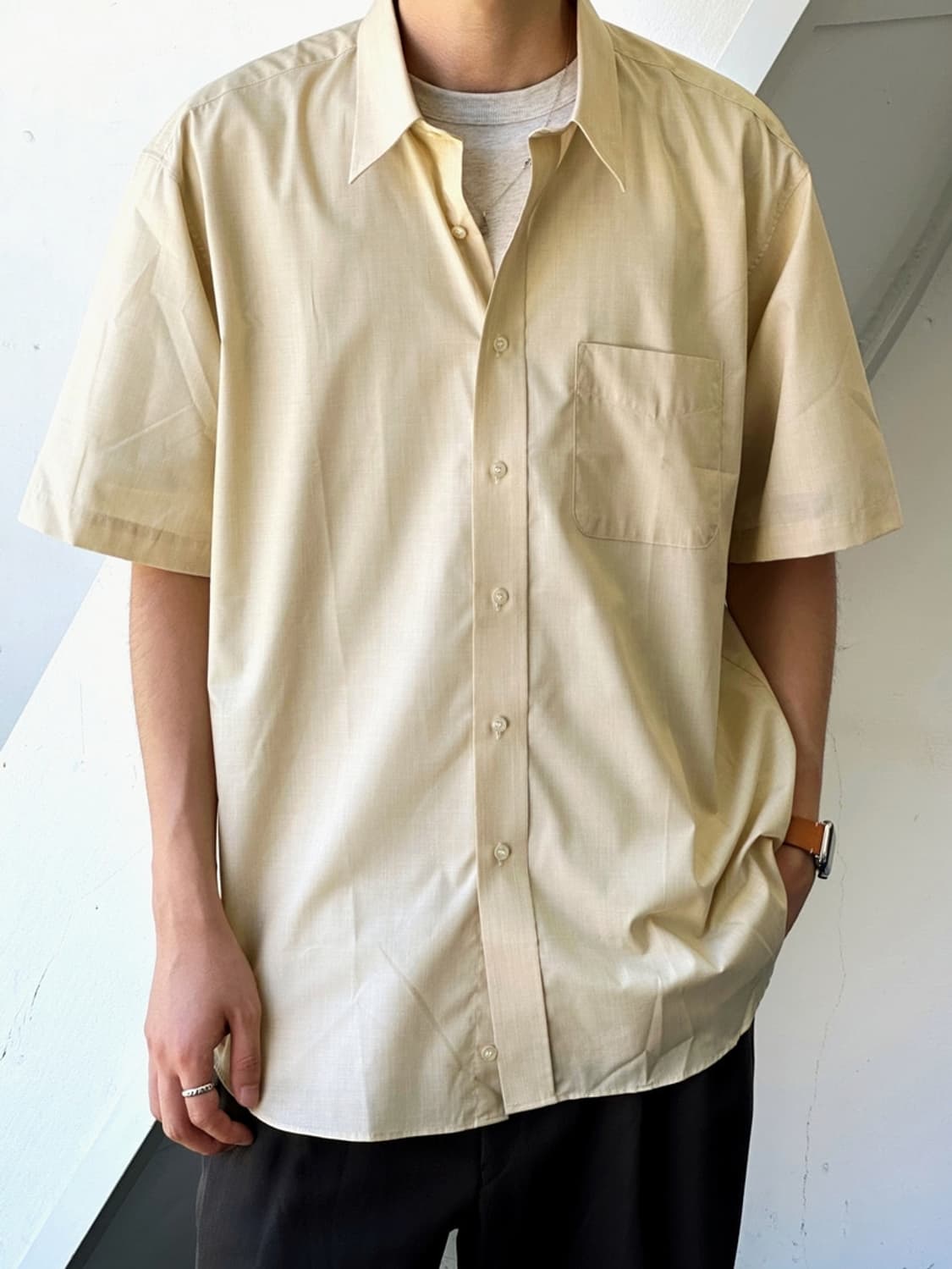 High gauge light cotton poly H/S shirt 상품이미지10